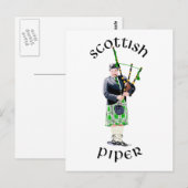 Carte Postale Joueur de cornemuse en kilt vert (Devant / Derrière)