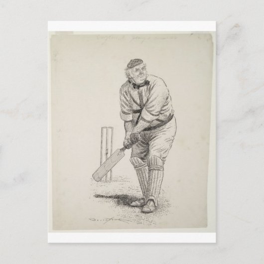 Carte Postale joueur de cricket vintage (Devant)