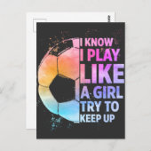 Carte Postale Joueur de football de la Déclaration de la fille d (Devant / Derrière)