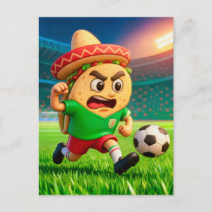 Carte Postale joueur de football mexicain en taco courant à trav