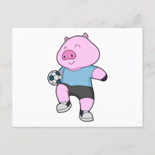 Carte Postale Joueur de football porc Football