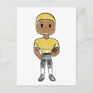 Carte Postale joueur de football vintage rétro simple jaune noir