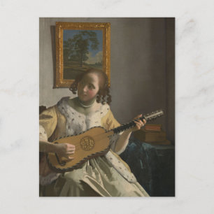 Carte Postale Joueur de guitare par Johannes Vermeer Postcard