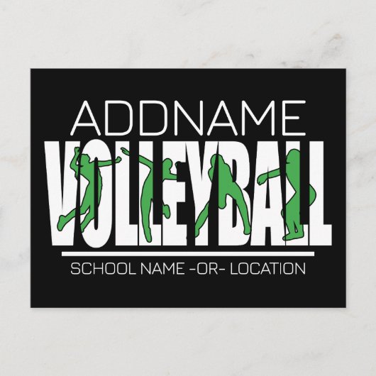 Carte Postale Joueur de l'équipe de volleyball AJOUTER LE NOM DE (Devant)
