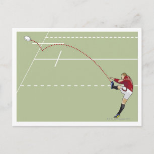 Carte Postale Joueur de rugby en train de frapper la balle, poin