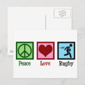 Carte Postale Joueur de rugby Peace Love (Devant / Derrière)