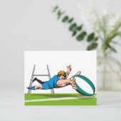 Carte Postale Joueur de rugby, plongée marquant un essai (Debout devant)