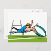 Carte Postale Joueur de rugby, plongée marquant un essai (Devant / Derrière)