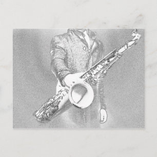Carte Postale joueur de saxophone