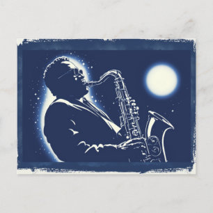 Carte Postale Joueur de saxophone blues Pop Art Musiciens Musiqu