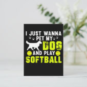 Carte Postale Joueur de softball Amoureux des chiens (Debout devant)
