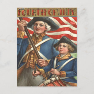 Carte Postale Joueur de tambour garçon soldat feu d'artifice dra