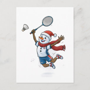 Carte Postale Joueur de tennis bonhomme de neige Noël 2026 Vacan