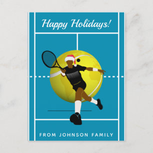 Carte Postale Joueur de tennis Père Noël Court & Ball Vacances e