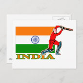 Carte Postale Joueur indien de cricket (Devant / Derrière)