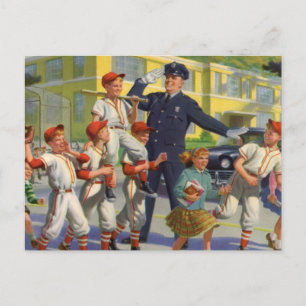 Carte Postale Joueurs de baseball vintages et garde-frontières d