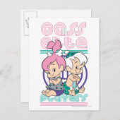 Carte Postale Joueurs de cassettes PEBBLES™ et BAM-BAM™ (Devant / Derrière)