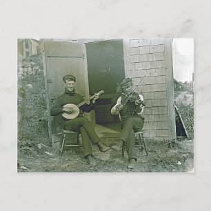 Carte Postale Joueurs vintages de banjo et de violon à Nantucket