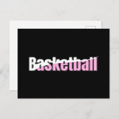 Carte Postale Joueuse de basket-ball de fille Typographie rose (Devant / Derrière)