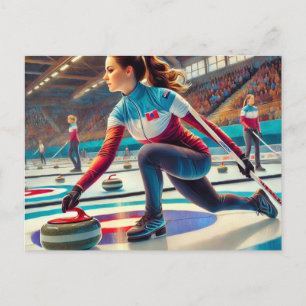 Carte Postale Joueuse de curling Sports Athlète