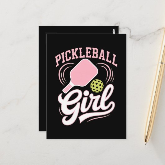 Carte Postale Joueuse de pickleball fille (Devant/Arrière en situation)