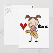 Carte Postale Joueuse de saxophone féminine Tshirts et cadeaux (Devant / Derrière)