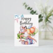 Carte Postale Joueuse de tennis avec le mot Joyeux Anniversaire  (Debout devant)