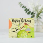 Carte Postale Joueuse de tennis jouant Joyeux Anniversaire en ja (Debout devant)