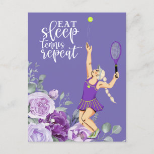 Carte Postale Joueuse de tennis Manger Dormir Tennis Répéter Cit