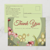 Carte Postale Joueuse Verte & Coccinelle Merci (Devant / Derrière)