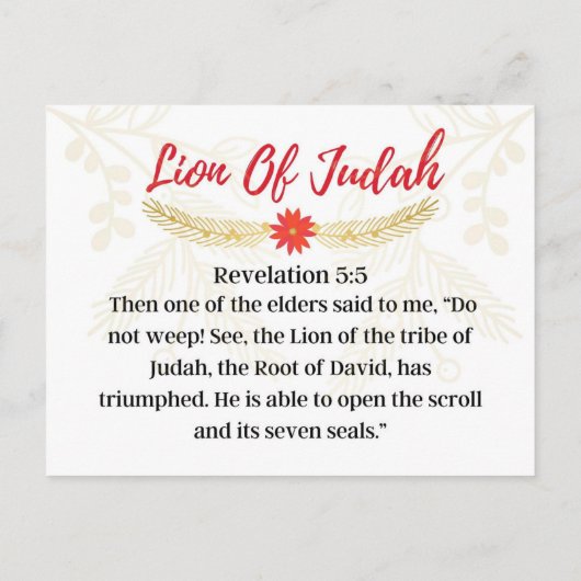 Carte Postale Jour 14. Noms De Jésus |Lion De L'Avent Juda (Dos)