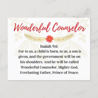 Carte Postale Jour 9. Noms de Jésus | Conseiller Merveilleux Ave