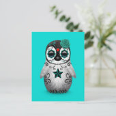 Carte Postale Jour bleu de la mort crâne de sucre Penguin (Debout devant)