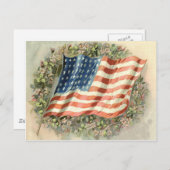 Carte Postale Jour commémoratif du drapeau américain Fleurs de c (Devant / Derrière)