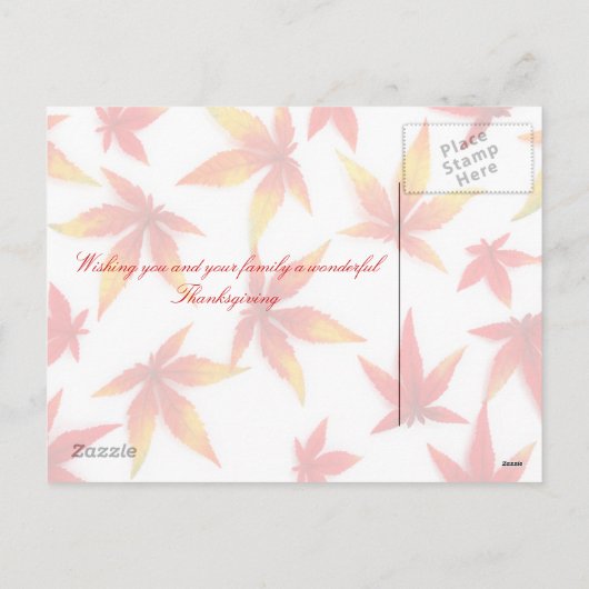 Carte postale Jour d'Action de grâce (Dos)