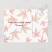 Carte postale Jour d'Action de grâce (Dos)