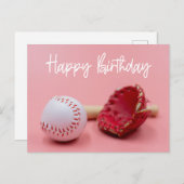 Carte Postale Jour d'anniversaire de baseball mot vert pour le j (Devant / Derrière)