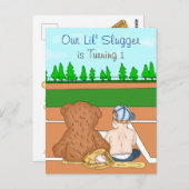 Carte Postale Jour d'anniversaire du baseball du garçon (Devant / Derrière)