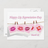 Carte Postale Jour d'appréciation de la lèvre 16 mars (Devant / Derrière)