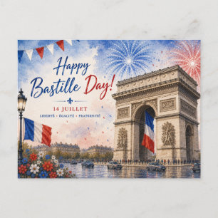 Carte Postale Jour de la Bastille Arc de triomphe Paris France f