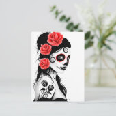 Carte Postale Jour de la fille crâne de sucre mort - blanc (Debout devant)