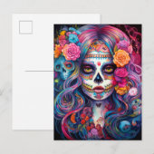 Carte Postale Jour De La Fille Du Crâne Sucre Des Morts (Devant / Derrière)