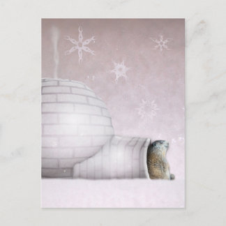 Carte Postale Jour de la marmotte - Chillin' à l'igloo