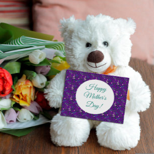 Carte Postale Jour de la mère motif aquarelle vert pourpre