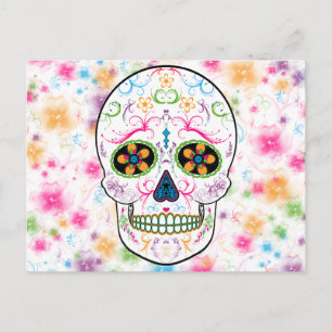 Carte Postale Jour de la mort crâne de sucre - brillant multicol