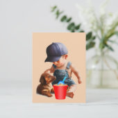 Carte postale Jour de la plage de Dachshund (Debout devant)