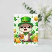Carte Postale Jour de la Saint-Patrick adorable loutre (Debout devant)