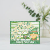 Carte Postale Jour de la Saint Patrick Cute Gnome Shamrock vert (Debout devant)