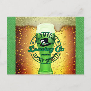 Carte Postale Jour de la Saint Patrick Green Beer Lucky Spirits 