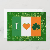 Carte Postale Jour de la Saint Patrick Green Shamrock Love (Devant / Derrière)
